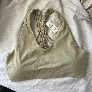 BNWT Aerie sage green macrame back sports bra